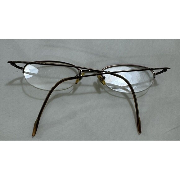 VTG Chaps 109 By Ralph Oval Half Rim Brown Metal Eyeglasses  OEG8 46 20 140frame - Picture 7 of 8